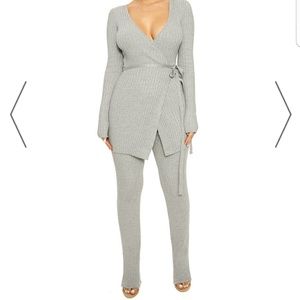 Wrapped ribbed sweater set